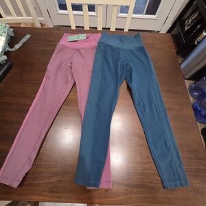 P'tula X Hannah Bower Two-Pack Leggings — Teal Blue & Mauve Pink